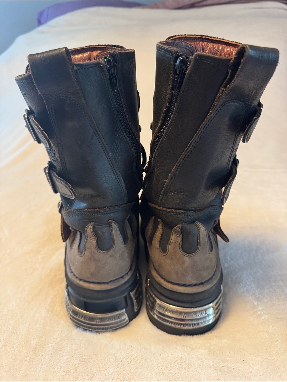 New Rock Men’s Black & Brown Lace-Up Platform Boots - Picture 6 of 12